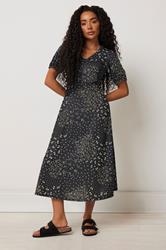 M&Co Petite Black Floral Print Midi Dress | M&Co 3