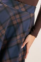 PixieGirl Petite Women's Brown & Blue Check Midaxi Skirt | PixieGirl 4