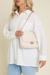 White Faux Leather Quilted Shoulder Bag | Yours Clothing 1