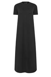 PixieGirl Petite Women's Black Cotton T-Shirt Maxi Dress | PixieGirl 1