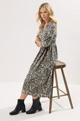 PixieGirl Petite Women's Grey Animal Print Collar Midaxi Dress | PixieGirl 2