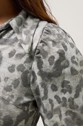 PixieGirl Petite Women's Grey Animal Print Collar Midaxi Dress | PixieGirl 4
