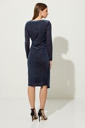 STAR Navy Blue Velvet Leopard Wrap Dress | StarByJM 3