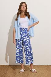 M&Co Blue Leaf Printed Crepe Culottes | M&Co 1