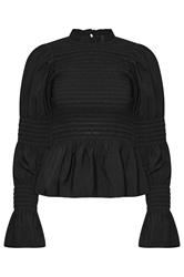PixieGirl Petite Women's Black Shirred Peplum Smock Top | PixieGirl 5