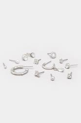 12 PACK Silver Tone Diamante Mixed Earring Set | Yours Clothing 4