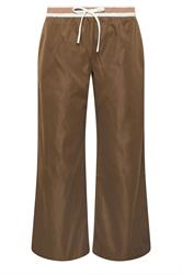 PixieGirl Petite Women's Stone Brown Contrast Waist Trousers | PixieGirl 1