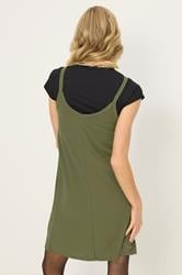 PixieGirl Petite Women's Khaki Green Button Front Sleeveless Dress | PixieGirl 3
