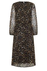 M&Co Petite Brown Animal Print Pleated Chiffon Dress | M&Co 2