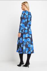 M&Co Petite Blue Floral Tie Waist Midi Smock Dress | M&Co 2
