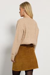 M&Co Petite Ocre Brown Cord A-Line Skirt | M&Co 2