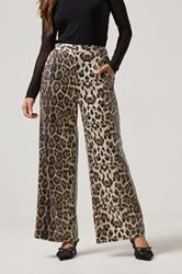 PixieGirl Petite Women's Brown Animal Sequin Wide Leg Trousers | PixieGirl 3