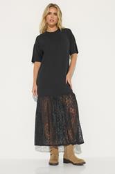 PixieGirl Petite Women's Black Lace T-Shirt Maxi Dress | PixieGirl 2