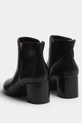 Black Faux Leather Block Heel Ankle Boots In Wide E Fit & Extra Wide EEE Fit | Yours Clothing 5