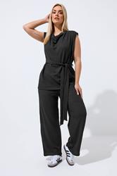 LIMITED COLLECTION Plus Size Black Textured Wide Leg Trousers | Yours Clothing 3
