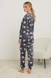 PixieGirl Petite Women's Grey Heart Fleece Pyjama & Scrunchie Set | PixieGirl 3