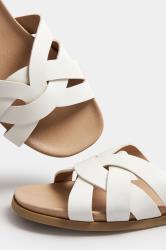White Woven Mule Sandals In Extra Wide EEE Fit | Yours Clothing 5