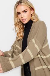 PixieGirl Beige Brown Stripe Midi Cardigan | PixieGirl 4