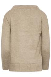 PixieGirl Beige Brown Open Collar Jumper | PixieGirl 8