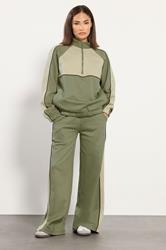 PixieGirl Petite Women's Green Colour Block Half Zip Sweatshirt | PixieGirl 2