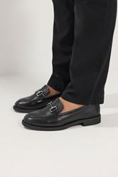 Black Metal Trim Loafers In Wide E Fit | Yours Clothing 2