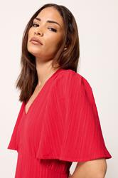PixieGirl Petite Red Asymmetric Tiered Midi Dress | PixieGirl 4