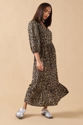 PixieGirl Petite Women's Brown Animal Collar Maxi Dress | PixieGirl 2