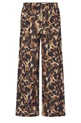 PixieGirl Petite Women's Brown Leopard Print Crepe Wide Leg Trousers | PixieGirl 1