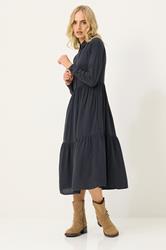 PixieGirl Petite Women Black Acid Wash Tiered Smock Dress | PixieGirl 2