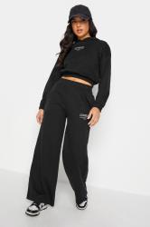 PixieGirl Petite Womens Black 'Los Angeles' Slogan Cropped Hoodie | PixieGirl 2