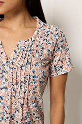 M&Co Petite Orange Ditsy Floral Cotton Henley Top | M&Co 4