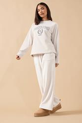 PixieGirl Petite Women's Ivory White 'Weekend' Slogan Fleece Lounge Top | PixieGirl 3