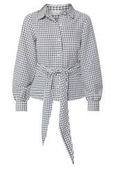 PixieGirl Petite Women’s Navy Blue Check Cotton Bandana Shirt | PixieGirl 5