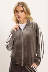 PixieGirl Petite Women's Brown Side Stripe Velvet Jacket | PixieGirl 2