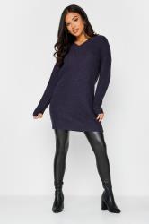 PixieGirl Navy Blue V-Neck Knitted Tunic Top | PixieGirl  2