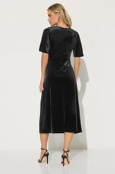 PixieGirl Petite Women's Black Velour Empire Midi Dress | PixieGirl 3