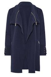 STAR Navy Blue Zip Detail Cardigan