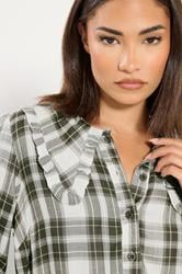 PixieGirl Petite Women's Green Check Collar Smock Top | PixieGirl 5