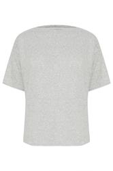 PixieGirl Petite Women's Grey Marl Soft Touch Short Sleeve Top | PixieGirl 1