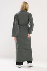 PixieGirl Petite Women's Grey Wash Denim Longline Trench Coat | PixieGirl 1