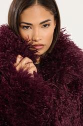 PixieGirl Petite Women's Burgundy Red Mongolian Faux Fur Jacket | PixieGirl 5