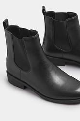 Black Faux Leather Chelsea Ankle Boots In Wide E Fit & Extra Wide EEE Fit | Yours Clothing 5