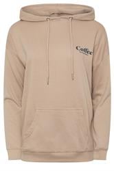 PixieGirl Petite Natural Brown 'Coffee' Slogan Drawstring Hoodie | PixieGirl 1