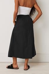 M&Co Petite Black Cotton Pocket Detail Midi Skirt | M&Co 2