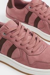 Pink & Brown Padded Lace Up Trainers In Wide E Fit | YoursClothing 6