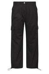 PixieGirl Petite Black Cuffed Cotton Cargo Trousers