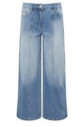 PixieGirl Petite Women's Blue Seam Front Wide Leg Jeans | PixieGirl 5