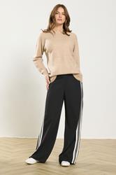 M&Co Black Jersey Side Stripe Wide Leg Trousers | M&Co 1