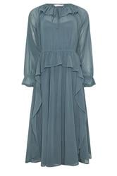 PixieGirl Petite Women's Blue Chiffon Frill Tie Waist Maxi Dress | PixieGirl 5