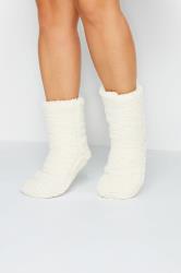 White Fluffy Slipper Socks | Yours Clothing 1